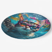 Fantasie Leuk Kat Zwembad Papieren Bordje (Gekanteld)