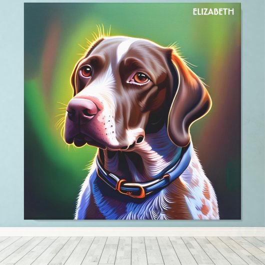 Fantasie Leuke Duitse kortharige pointer Canvas Afdruk (Insitu (Houten vloer))