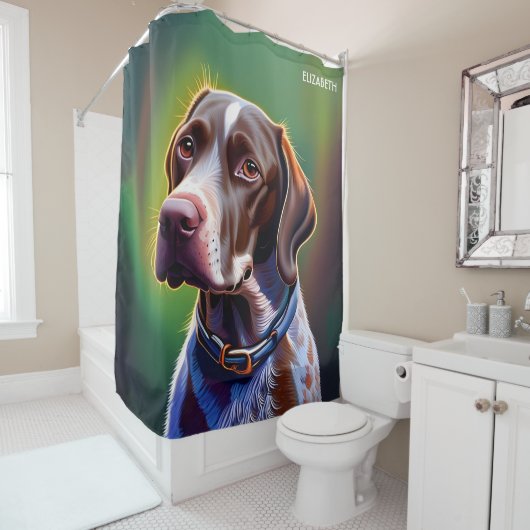 Fantasie Leuke Duitse kortharige pointer Douchegordijn (In situ)