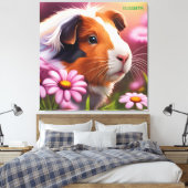 Fantasie Leuke Guinee Varken Bloemen Canvas Afdruk (Insitu (Slaapkamer))
