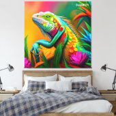 Fantasie Leuke Iguana Art Deco Stijl Canvas Afdruk (Insitu (Slaapkamer))