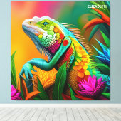 Fantasie Leuke Iguana Art Deco Stijl Canvas Afdruk (Insitu (Houten vloer))