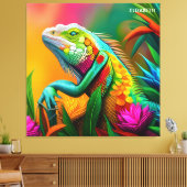 Fantasie Leuke Iguana Art Deco Stijl Canvas Afdruk (Insitu (Woonkamer))
