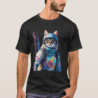 Fantasie Leuke Kat Alpine ski's T-shirt