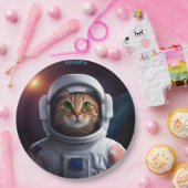 Fantasie Leuke Kat In Astronaut Spacesuit Papieren Bordje (Feest)