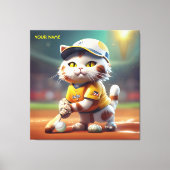 Fantasie Leuke Kat Softbal Uniform Canvas Afdruk (Voorkant)