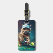 Fantasie Leuke Kat Spelen Tennis Bagagelabel (Voorkant verticaal)