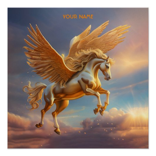 Fantasie Leuke Pegasus Dusk Sky Perfect Poster (Voorkant)