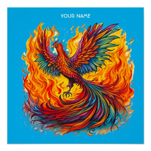 Fantasie Leuke Rising Phoenix Flames Perfect Poster (Voorkant)