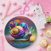 Fantasie Leuke slak met bloemen Papieren Bordje (Feest)