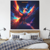 Fantasie Leuke Vivid Rising Phoenix Canvas Afdruk (Insitu (Slaapkamer))