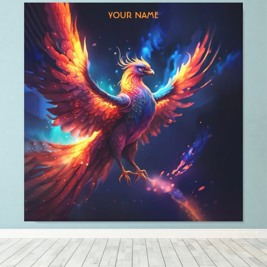 Fantasie Leuke Vivid Rising Phoenix Canvas Afdruk (Insitu (Houten vloer))
