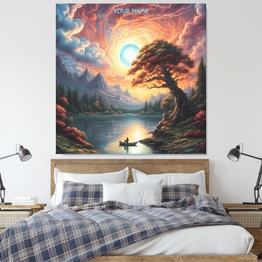 Fantasie Magische Romantische Boom Landschap Canvas Afdruk (Insitu (Slaapkamer))