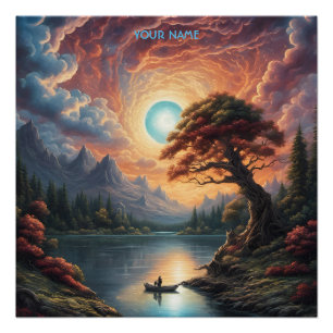 Fantasie Magische Romantische Boom Landschap Perfect Poster