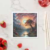 Fantasie Magische Romantische Boom Landschap Servet (Insitu)