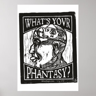 Fantasie Man Houtsnede, Hersencel Theorie, Zwart Poster