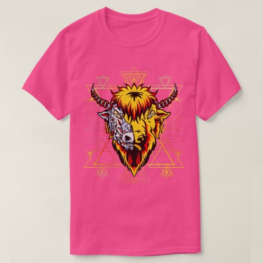 Fantasie Mechanisch Metaal Bizon T-shirt (Design voorkant)