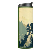 Fantasie middeleeuws kasteel - houtsnede 1 thermosbeker (Gedraaid links)