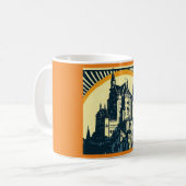 Fantasie middeleeuws kasteel - houtsnede 3 koffiemok (Voorkant links)