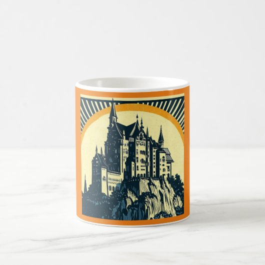Fantasie middeleeuws kasteel - houtsnede 3 koffiemok (Center)