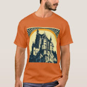 Fantasie middeleeuws kasteel - houtsnede 3 t-shirt (Voorkant)