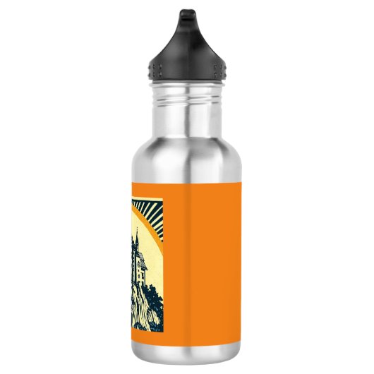 Fantasie middeleeuws kasteel - houtsnede 3 waterfles  (Rechts)