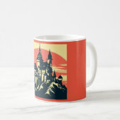 Fantasie middeleeuws kasteel - houtsnede 4 koffiemok (Voorkant rechts)