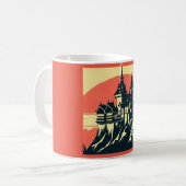Fantasie middeleeuws kasteel - houtsnede 4 koffiemok (Voorkant links)