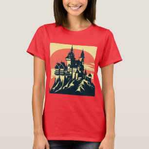 Fantasie middeleeuws kasteel - houtsnede 4 t-shirt