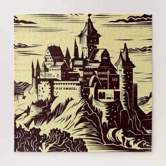 Fantasie middeleeuws kasteel - Japanse houtsnede s Legpuzzel (Verticaal)