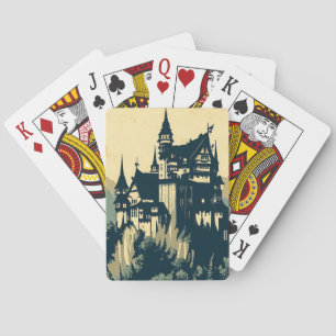 Fantasie middeleeuws kasteel - Japanse houtsnede s Pokerkaarten