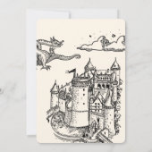 Fantasie Middeleeuwse graveerkunst Huwelijksuitnod Kaart (Achterkant)