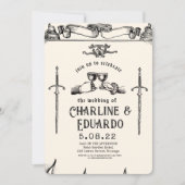 Fantasie Middeleeuwse graveerkunst Huwelijksuitnod Kaart (Voorkant)