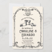 Fantasie Middeleeuwse graveerkunst Huwelijksuitnod Kaart (Voorkant)