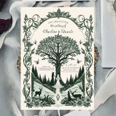 Fantasie Middeleeuwse gravure Kunst Bruiloft Kaart