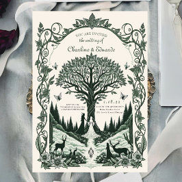 Fantasie Middeleeuwse gravure Kunst Bruiloft Kaart