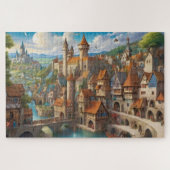 Fantasie middeleeuwse stad legpuzzel (Horizontaal)