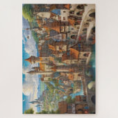 Fantasie middeleeuwse stad legpuzzel (Verticaal)