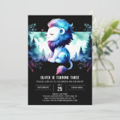 Fantasie Minimalistische Leeuw Verjaardag Kaart (Staand voorkant)