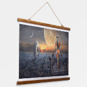 Fantasie  Model Vrouw Maan Star Space Walker Hangend Wandkleed (Gebogen)