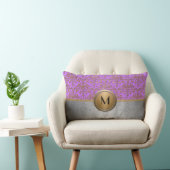 Fantasie monogram ontwerp periwinkle paars goud kussen (Stoel)