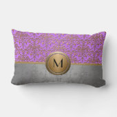 Fantasie monogram ontwerp periwinkle paars goud kussen (Achterkant)
