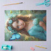 Fantasie Mooi Cyan Groen Fairy Meisje Decoupage Tissuepapier (Craft)