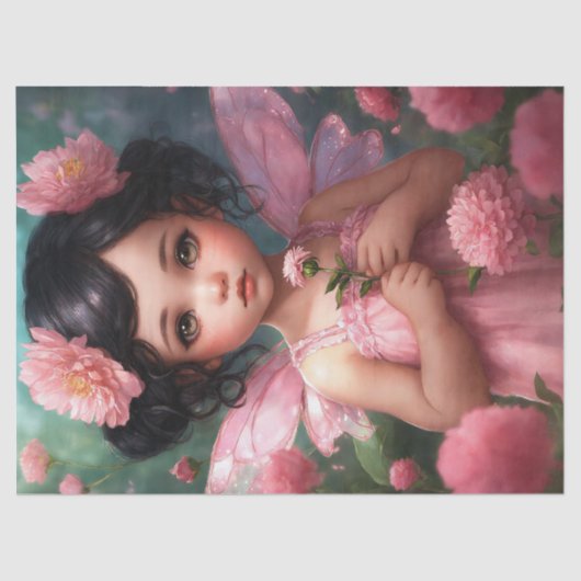 Fantasie mooi roze fee meisje decoupage tissuepapier (Voorkant)