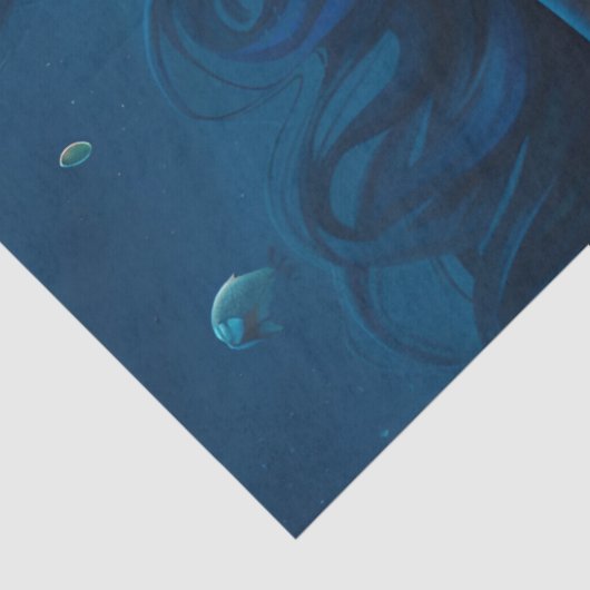 Fantasie Mooie Blauwe Zeemeermin Decoupage Tissuepapier (Detail)