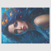 Fantasie Mooie Blauwe Zeemeermin Decoupage Tissuepapier (Voorkant)