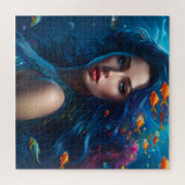 Fantasie Mooie Blauwe Zeemeermin Legpuzzel (Horizontaal)