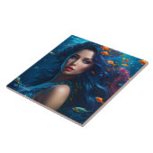 Fantasie Mooie Blauwe Zeemeermin Tegeltje (Zijkant)