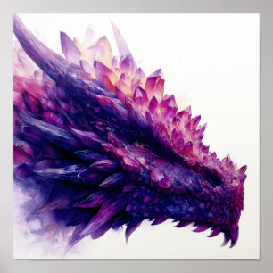 Fantasie Mystieke Amethist Crystal Dragon Beast Poster