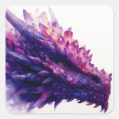 Fantasie Mystieke Amethist Crystal Dragon Beast Vierkante Sticker (Voorkant)